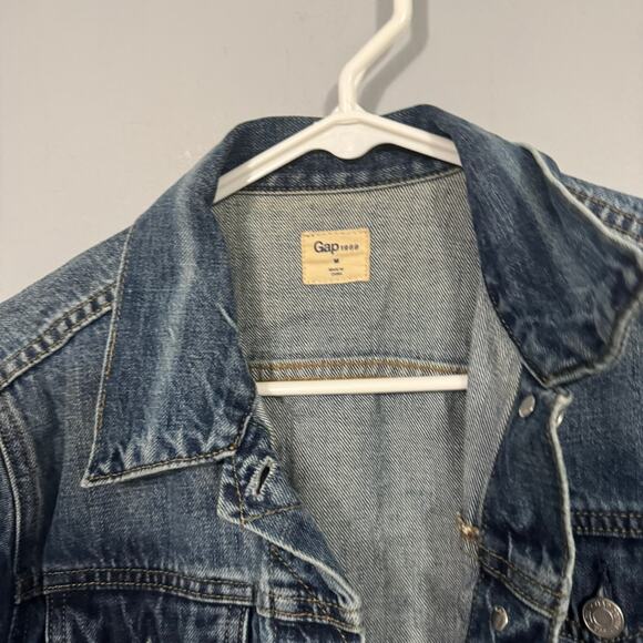 Gap 1969 100% Cotton Medium Wash Jean Jacket Women's Size Medium Pockets Rugged - Picture 3 of 9
